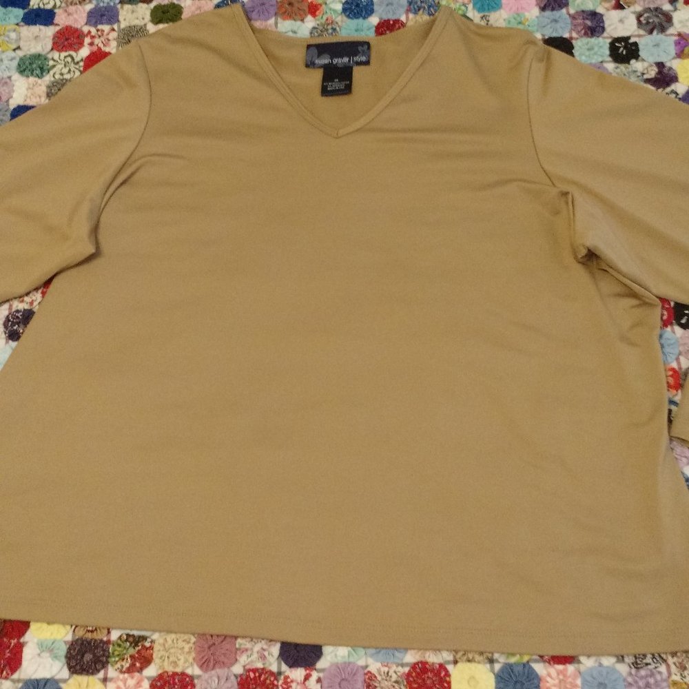 Susan Graver Tan Long Sleeved Top size 2X